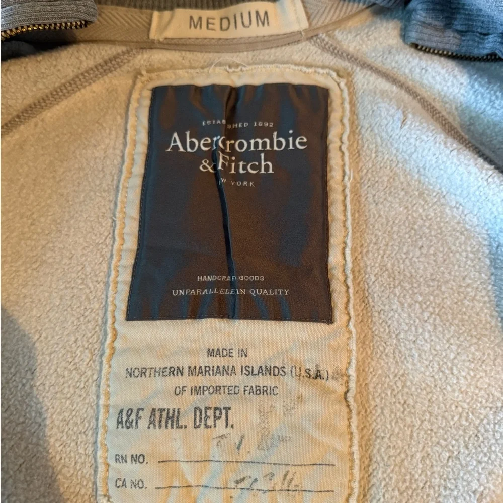 Vtg Y2K Abercrombie & Fitch Hoodie Jacket Medium Full Zip Logo Distressed 90 USA
